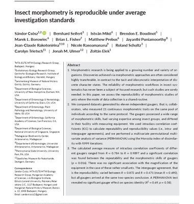 خرید و دانلود نسخه کامل کتاب Insect morphometry is reproducible under average investigation standards
