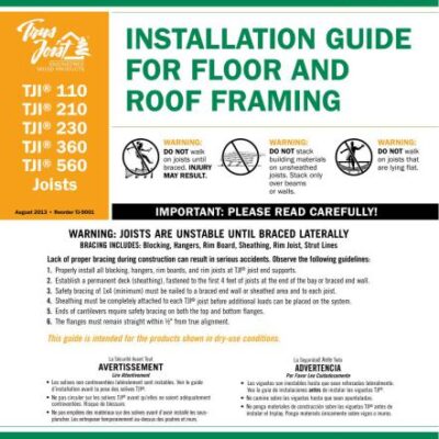 خرید و دانلود نسخه کامل کتاب Installation Guide for Floor and Roof Framing, august 2013, Copyright Weyerhoeuser, www.woodbywy.com