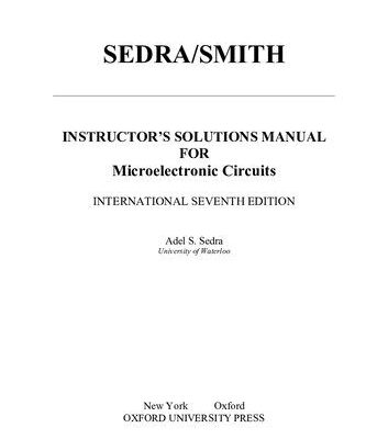 خرید و دانلود نسخه کامل کتاب Instructor’s Solutions Manual for Microelectronic Circuits, International Seventh Edition