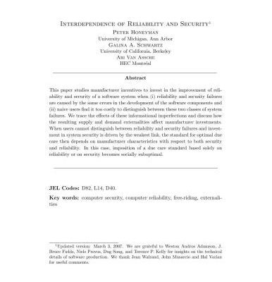 خرید و دانلود نسخه کامل کتاب Interdependence of Reliability and Security