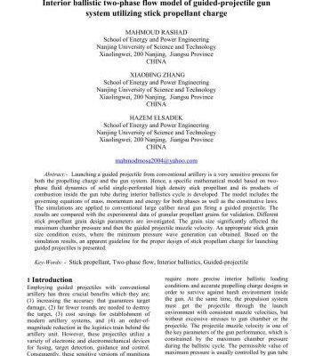 خرید و دانلود نسخه کامل کتاب Interior ballistic two-phase flow model of guided-projectile gun system utilizing stick propellant charge