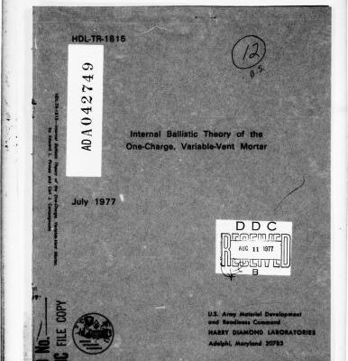 خرید و دانلود نسخه کامل کتاب Internal Ballistic Theory of the One-Charge, Variable-Vent Mortar