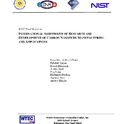 خرید و دانلود نسخه کامل کتاب International Assessment of Research and Development on Carbon Nanotubes: Manufacturing and Applications