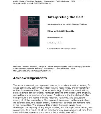 خرید و دانلود نسخه کامل کتاب Interpreting the Self: Autobiography in the Arabic Literary Tradition