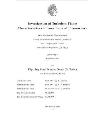 خرید و دانلود نسخه کامل کتاب Investigation of Turbulent Flame Characteristics via Laser Induced Fluorescence