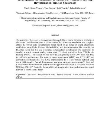 خرید و دانلود نسخه کامل کتاب Investigation the capability of neural network in predicting reverberation time on classroom