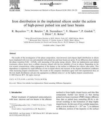 خرید و دانلود نسخه کامل کتاب Iron distribution in the implanted silicon under the action of high-power pulsed ion and laser beams
