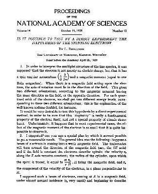 خرید و دانلود نسخه کامل کتاب Is It Possible to Test by a Direct Experiment the Hypothesis of the Spinning Electron