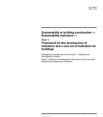 خرید و دانلود نسخه کامل کتاب [ISO 21929-1:2011] Sustainability in building construction — Sustainability indicators — Part 1: Framework for the development of indicators and a core set of indicators for buildings