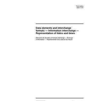 خرید و دانلود نسخه کامل کتاب ISO 8601:2004(E) Data elements and interchange formats — Information interchange — Representation of dates and times