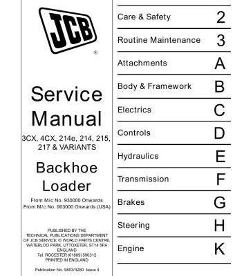 خرید و دانلود نسخه کامل کتاب JCB 3CX 4CX Service Manual eng