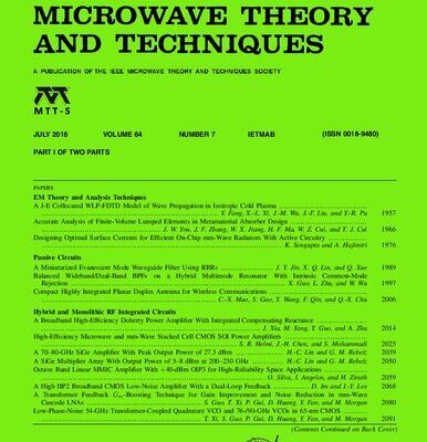 خرید و دانلود نسخه کامل کتاب [Journal] IEEE Transactions on Microwave Theory and Techniques. Vol. 64. No 7A