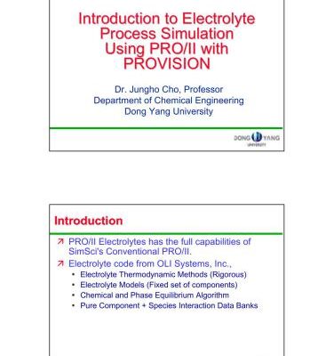 خرید و دانلود نسخه کامل کتاب Jungho Cho. Introduction to Electrolyte Process Simulation Using PRO/II with PROVISION