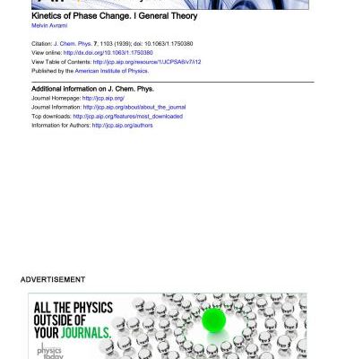 خرید و دانلود نسخه کامل کتاب Kinetics of Phase Change. I General Theory