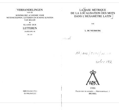 خرید و دانلود نسخه کامل کتاب La base métrique de la localisation des mots dans l’hexamètre latin
