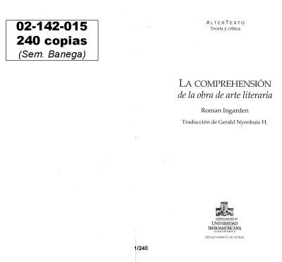 خرید و دانلود نسخه کامل کتاب La comprensión de la obra de arte literaria