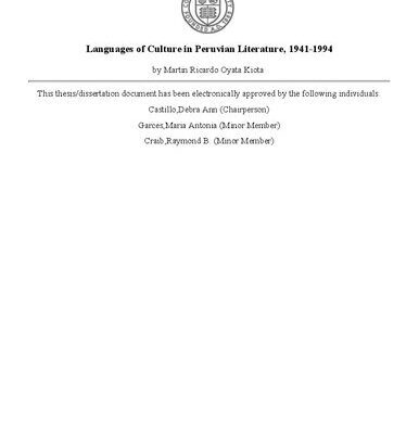 خرید و دانلود نسخه کامل کتاب Languages of culture in Peruvian literature, 1941-1994