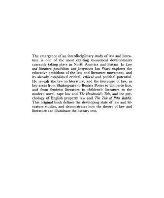 خرید و دانلود نسخه کامل کتاب Law and Literature: Possibilities and Perspectives
