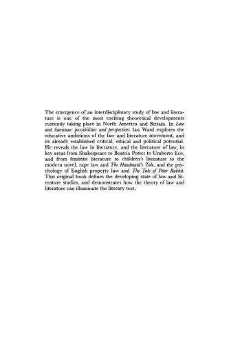 خرید و دانلود نسخه کامل کتاب Law and Literature: Possibilities and Perspectives_68ec191f68139.jpeg خرید و دانلود نسخه کامل کتاب Law and Literature: Possibilities and Perspectives