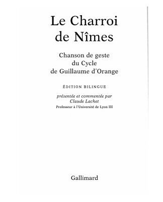 خرید و دانلود نسخه کامل کتاب Le Charroi de Nîmes : Chanson de geste du Cycle de Guillaume d’Orange