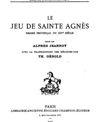 خرید و دانلود نسخه کامل کتاب Le jeu de sainte Agnès, drame provençal du XIVe siècle