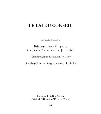 خرید و دانلود نسخه کامل کتاب Le Lai du Conseil