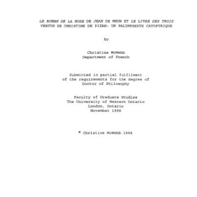 خرید و دانلود نسخه کامل کتاب Le roman de la rose de Jean de Meun et Le livre des trois vertus de Christine de Pizan : un palimpseste catoptrique.