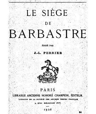 خرید و دانلود نسخه کامل کتاب Le siège de Barbastre, chanson de geste du XIIe siècle