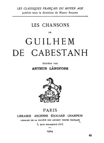 خرید و دانلود نسخه کامل کتاب Les chansons de Guilhem de Cabestanh_68e1f004b3302.jpeg خرید و دانلود نسخه کامل کتاب Les chansons de Guilhem de Cabestanh
