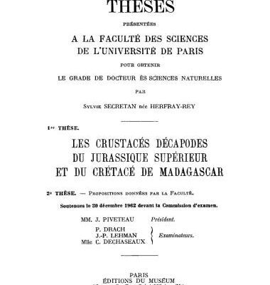 خرید و دانلود نسخه کامل کتاب Les Crustacés décapodes du Jurassique supérieur et du Crétacé du Madagascar