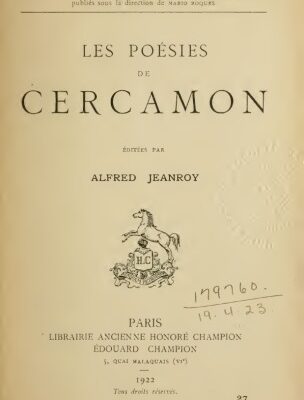 خرید و دانلود نسخه کامل کتاب Les poésies de Cercamon