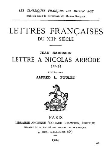 خرید و دانلود نسخه کامل کتاب Lettres françaises du XIIIe siècle. Jean Sarrasin, Lettre à Nicolas Arrode (1249)_68e11e47d8198.jpeg خرید و دانلود نسخه کامل کتاب Lettres françaises du XIIIe siècle. Jean Sarrasin, Lettre à Nicolas Arrode (1249)