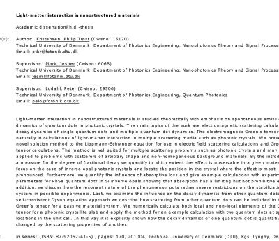 خرید و دانلود نسخه کامل کتاب Light-matter interaction in nanostructured materials