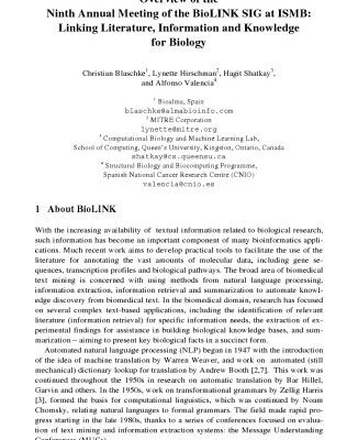 خرید و دانلود نسخه کامل کتاب Linking, Literature, Information, and Knowledge for Biologie: Workshop of the BioLINK Special Interest Group, ISBM ECCB 2009, Stockholm, June 28-29,