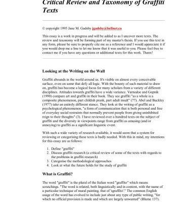 خرید و دانلود نسخه کامل کتاب Looking at the Writing on the Wall: A Critical Review and Taxonomy of Graffiti Texts
