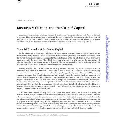 خرید و دانلود نسخه کامل کتاب Luehrmon. Business Valuation and the Cost of Capital