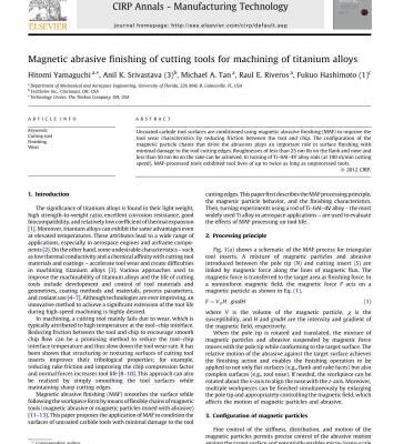 خرید و دانلود نسخه کامل کتاب Magnetic abrasive finishing of cutting tools for machining of titanium alloys