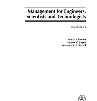 خرید و دانلود نسخه کامل کتاب Management for Engineers, Scientists and Technologists