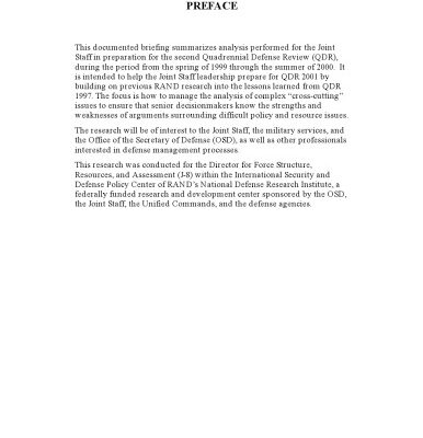 خرید و دانلود نسخه کامل کتاب Managing Quadrennial Defense Review Integration: An Overview (Documented briefing)