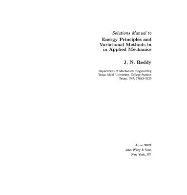 خرید و دانلود نسخه کامل کتاب Manual solution Energy Principles and Variational Methods in Applied Mechanics 2e Reddy