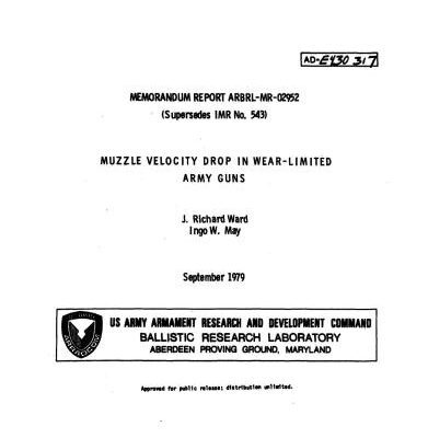 خرید و دانلود نسخه کامل کتاب May. Muzzle velocity drop in wear-limited army guns