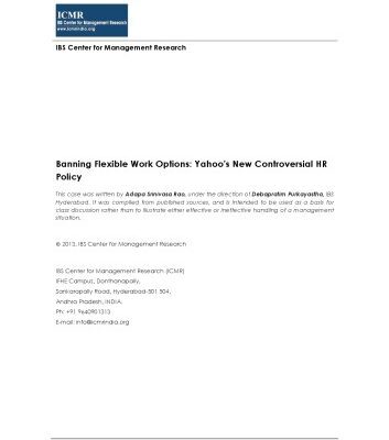 خرید و دانلود نسخه کامل کتاب MBA Case Study:  Banning Flexible Work Options: Yahoo’s New Controversial HR Policy
