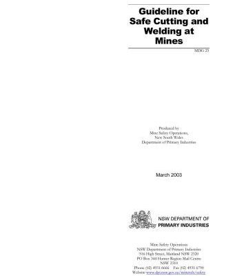 خرید و دانلود نسخه کامل کتاب MDG 25 Guideline for Safe Cutting and Welding at Mines