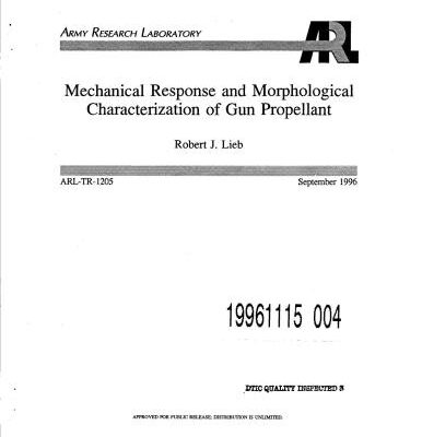 خرید و دانلود نسخه کامل کتاب Mechanical Response and Morphological Characterization of Gun Propellant