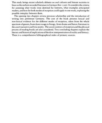خرید و دانلود نسخه کامل کتاب Medieval Listening and Reading: The Primary Reception of German Literature 800-1300