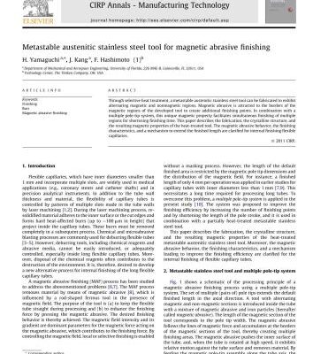 خرید و دانلود نسخه کامل کتاب Metastable austenitic stainless steel tool for magnetic abrasive finishing