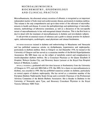 خرید و دانلود نسخه کامل کتاب Microalbuminuria: Biochemistry, Epidemiology and Clinical Practice
