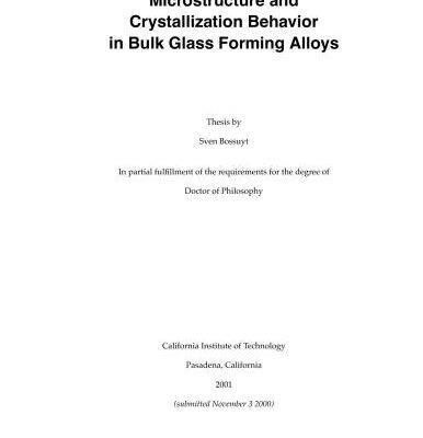 خرید و دانلود نسخه کامل کتاب Microstructure and Crystallization Behavior in Bulk Glass Forming Alloys