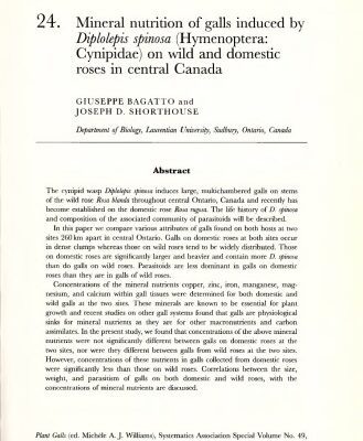 خرید و دانلود نسخه کامل کتاب Mineral nutrition of galls induced by Diplolepis spinosa (Hymenoptera” Cynipidae) on wild and domestic roses in central Canada