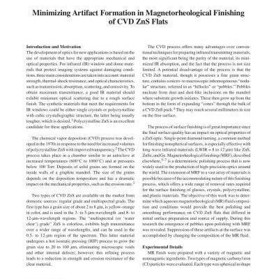 خرید و دانلود نسخه کامل کتاب Minimizing artifact formation in magnetorheological finishing of CVD ZnS flats